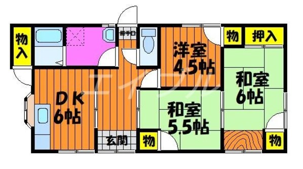 宮地貸家（平屋）の物件間取画像